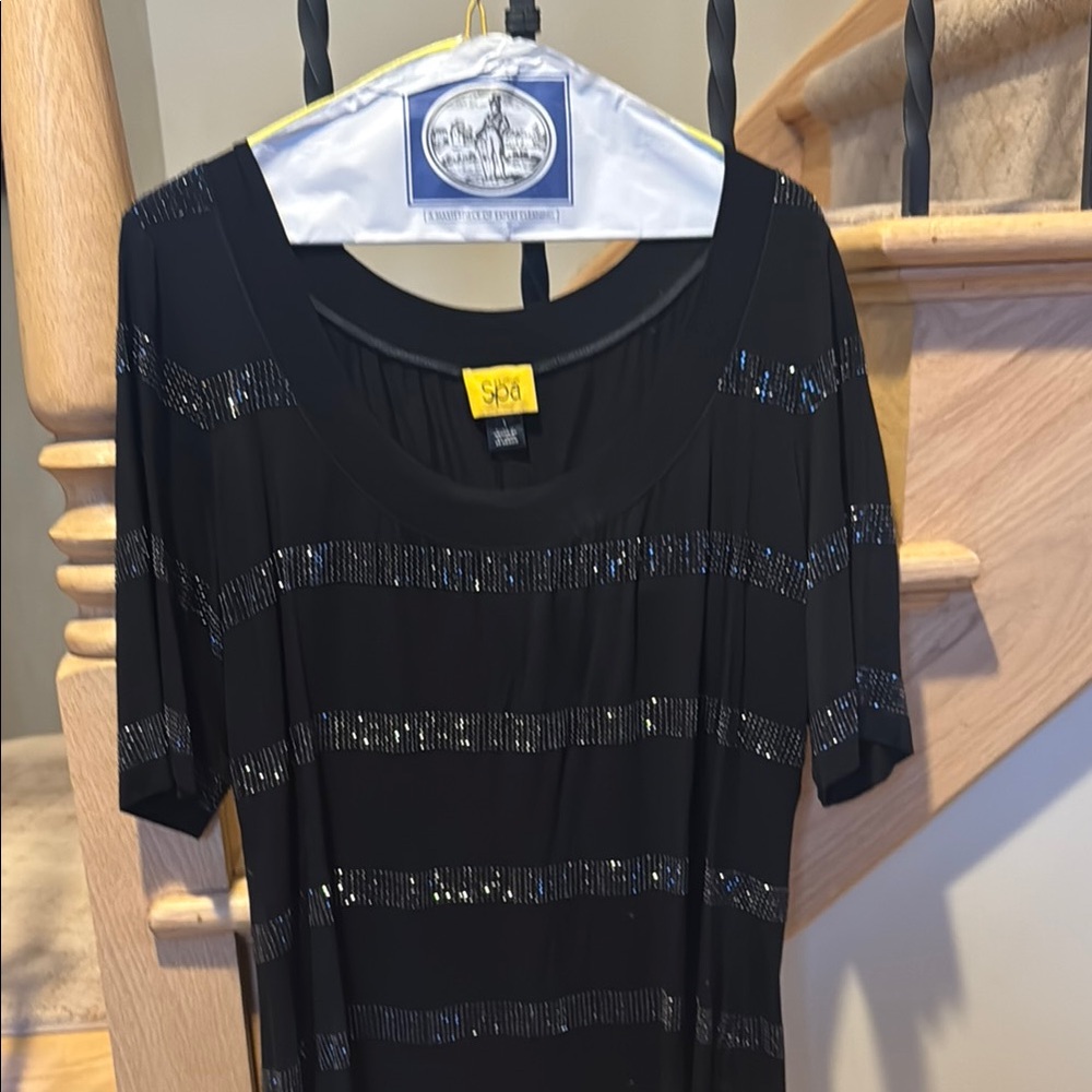 St. John Black Top with Silver Accents